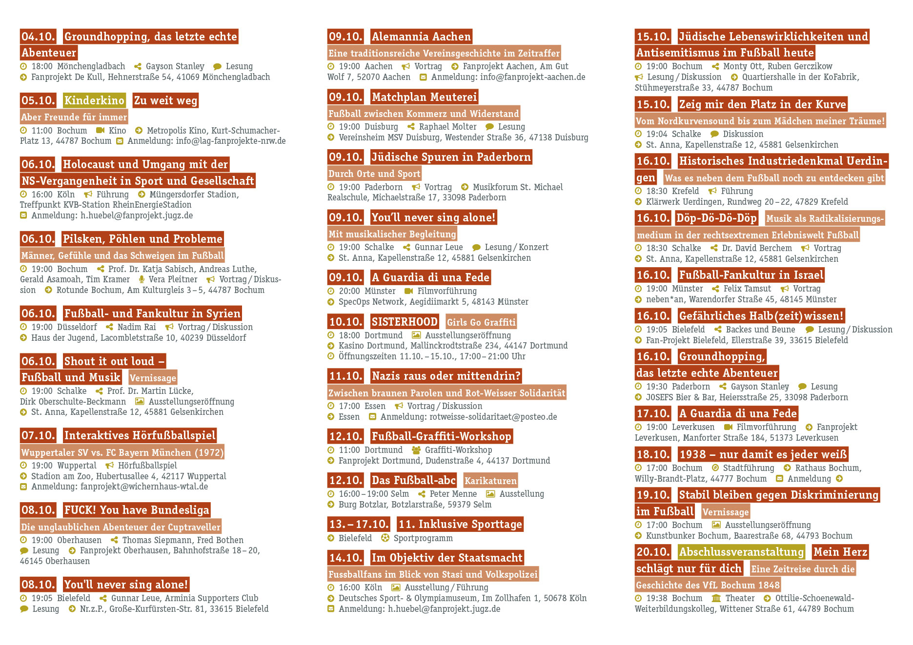 Programm der Fußballkulturtage NRW 2025